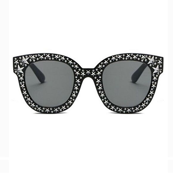 Stylish Black w/ Silver Star Design Sunglasses